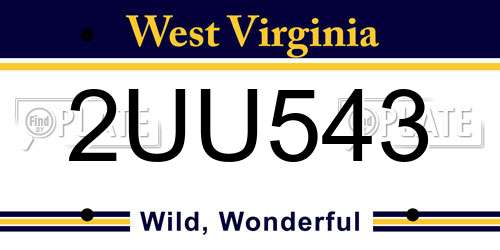 2UU543 West Virginia License Plate