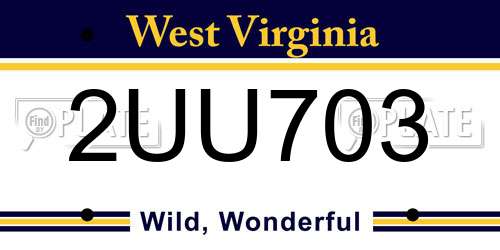 2UU703 West Virginia License Plate