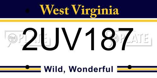 2UV187 West Virginia License Plate