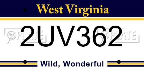 2UV362 West Virginia License Plate
