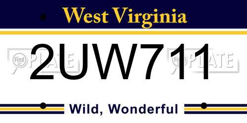 2UW711 West Virginia License Plate