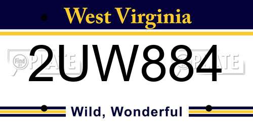 2UW884 West Virginia License Plate