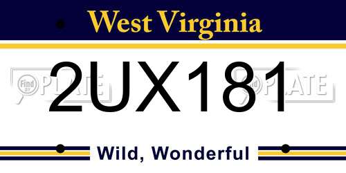 2UX181 West Virginia License Plate