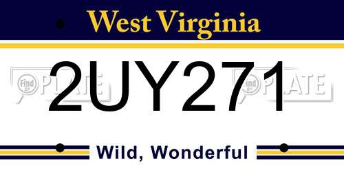2UY271 West Virginia License Plate