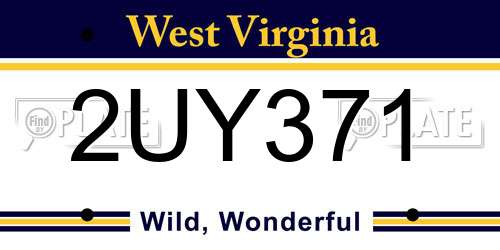 2UY371 West Virginia License Plate