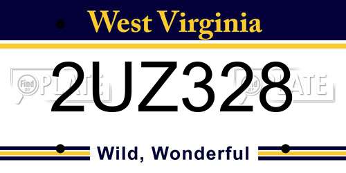 2UZ328 West Virginia License Plate