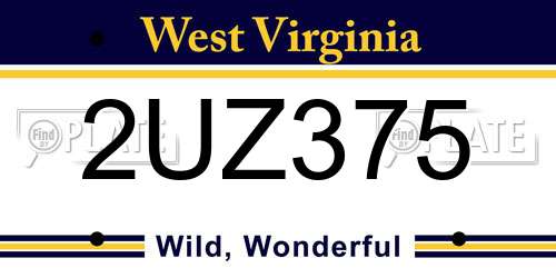 2UZ375 West Virginia License Plate