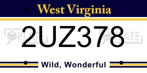 2UZ378 West Virginia License Plate