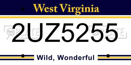 2UZ5255 West Virginia License Plate