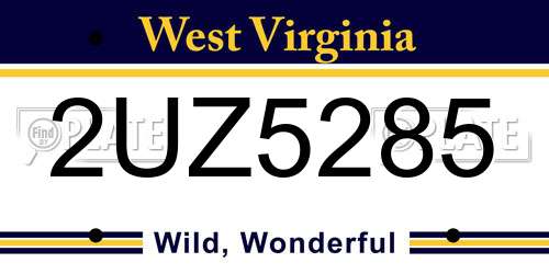 2UZ5285 West Virginia License Plate