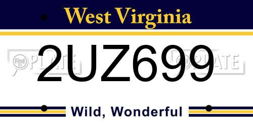 2UZ699 West Virginia License Plate