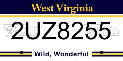 2UZ8255 West Virginia License Plate