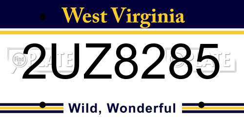 2UZ8285 West Virginia License Plate