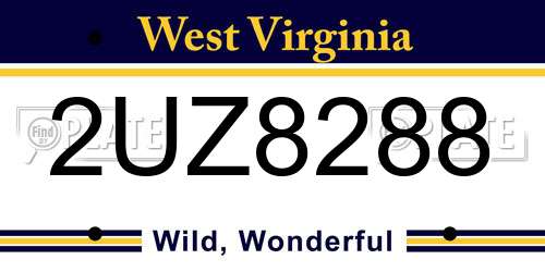 2UZ8288 West Virginia License Plate