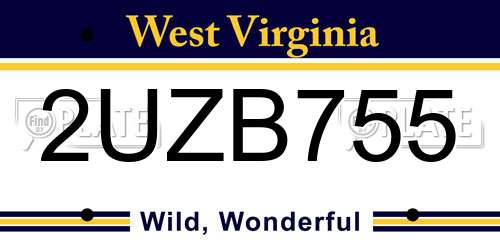 2UZB755 West Virginia License Plate