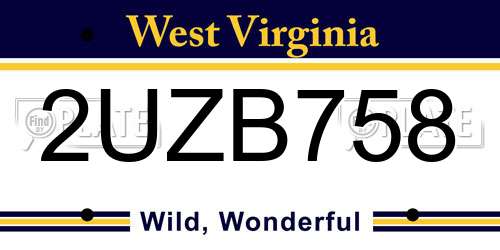 2UZB758 West Virginia License Plate
