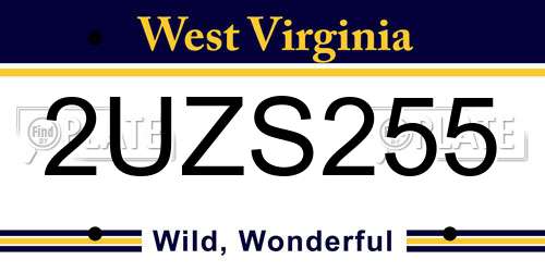 2UZS255 West Virginia License Plate