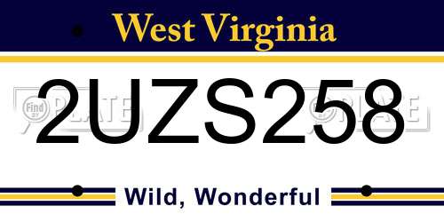 2UZS258 West Virginia License Plate