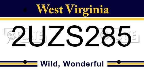 2UZS285 West Virginia License Plate