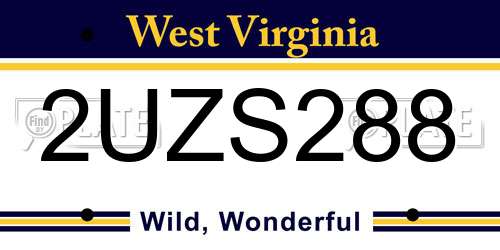 2UZS288 West Virginia License Plate