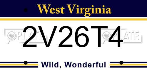 2V26T4 West Virginia License Plate