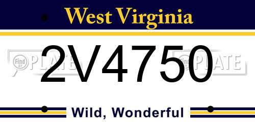 2V4750 West Virginia License Plate