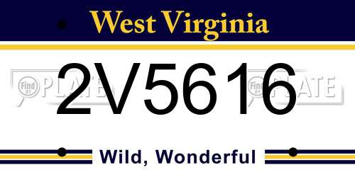 2V5616 West Virginia License Plate