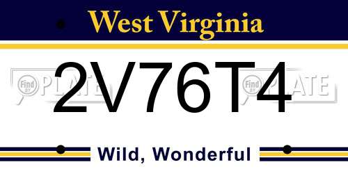 2V76T4 West Virginia License Plate