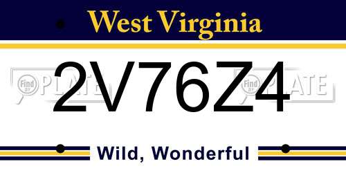 2V76Z4 West Virginia License Plate