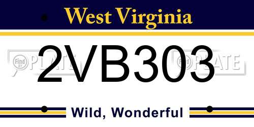 2VB303 West Virginia License Plate