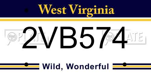 2VB574 West Virginia License Plate