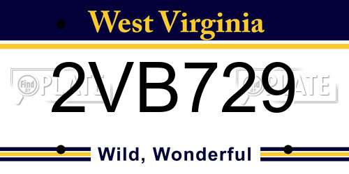 2VB729 West Virginia License Plate