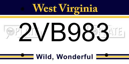 2VB983 West Virginia License Plate