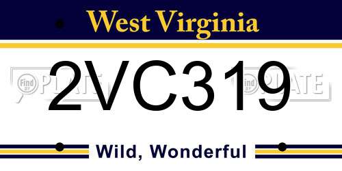 2VC319 West Virginia License Plate