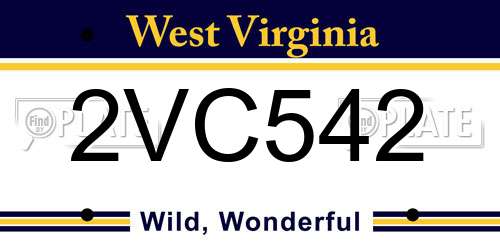 2VC542 West Virginia License Plate