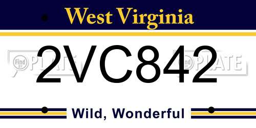 2VC842 West Virginia License Plate