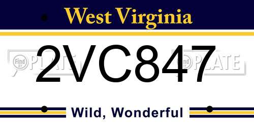2VC847 West Virginia License Plate