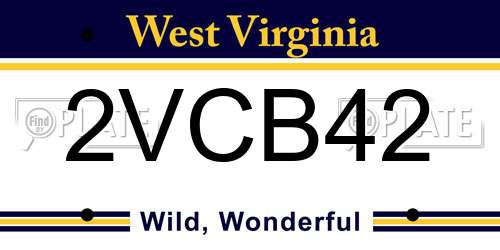 2VCB42 West Virginia License Plate