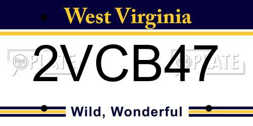 2VCB47 West Virginia License Plate