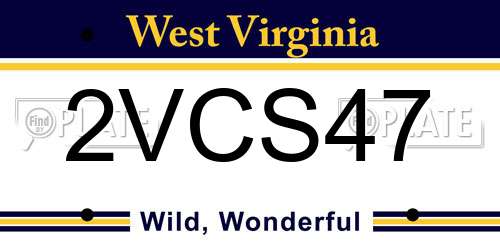 2VCS47 West Virginia License Plate