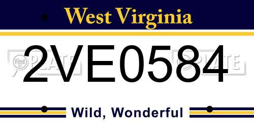 2VE0584 West Virginia License Plate