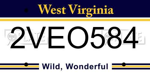 2VEO584 West Virginia License Plate
