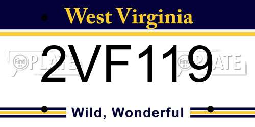 2VF119 West Virginia License Plate