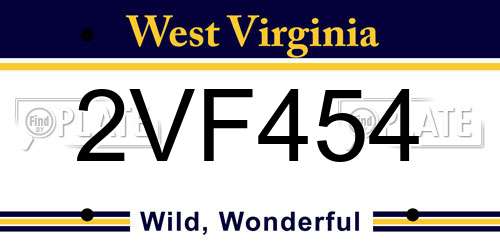 2VF454 West Virginia License Plate