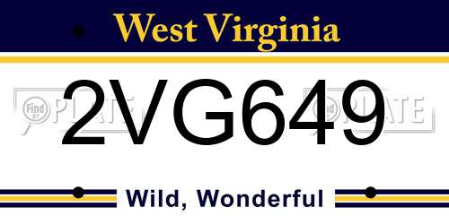 2VG649 West Virginia License Plate