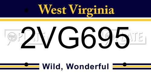 2VG695 West Virginia License Plate