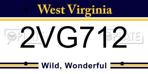 2VG712 West Virginia License Plate