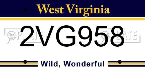 2VG958 West Virginia License Plate