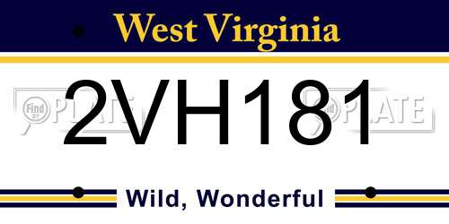 2VH181 West Virginia License Plate