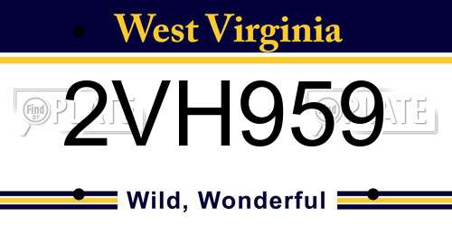 2VH959 West Virginia License Plate